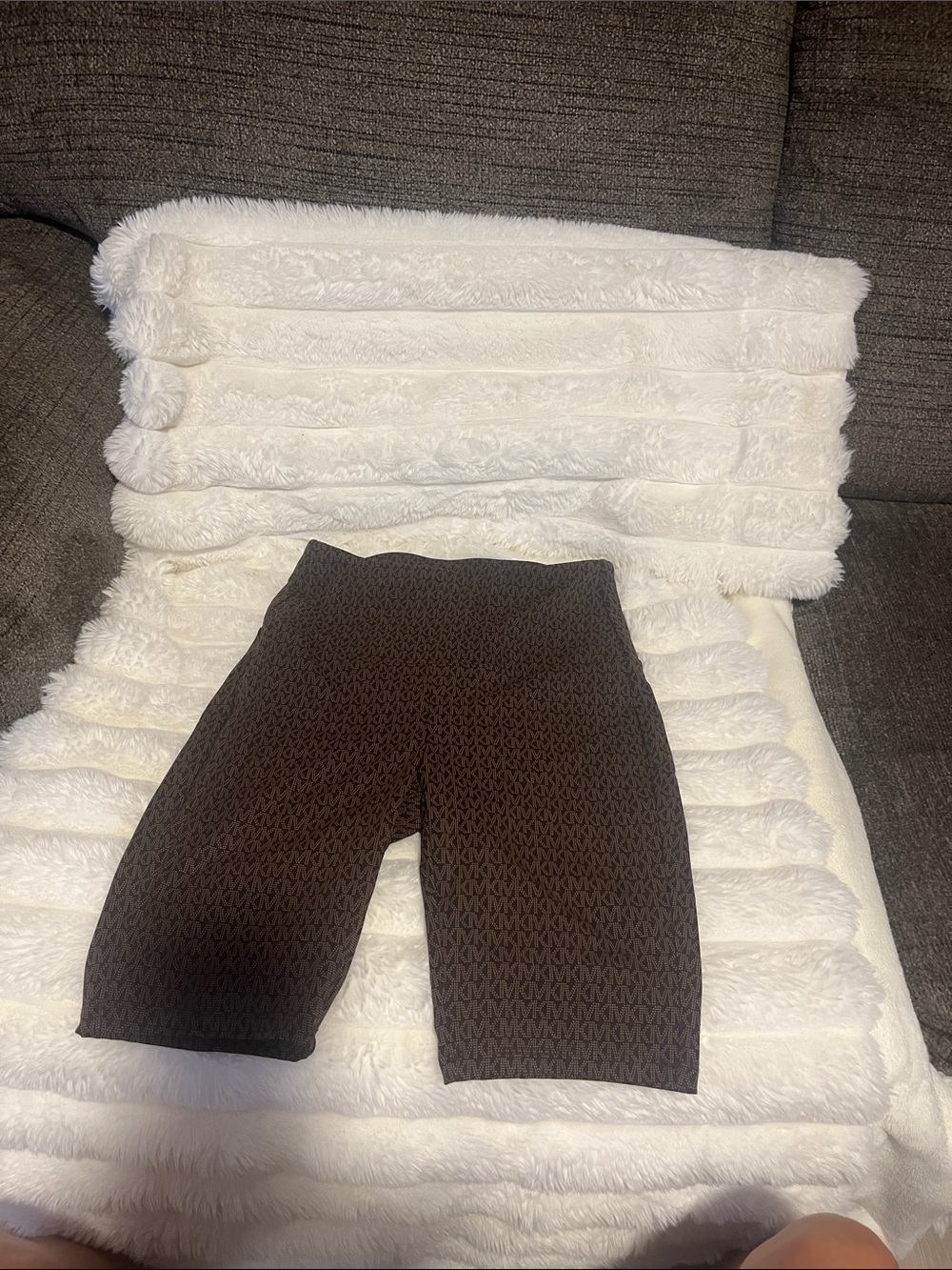 Michael Kors Brown Logo-Print High-Rise Bike Shorts